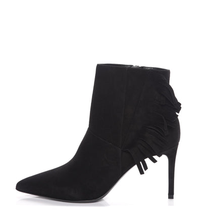 Saint Laurent Suede Fringe Paris Ankle Boots 37 Black 1 of 9