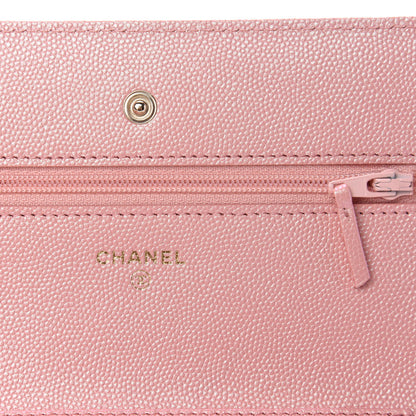 Chanel Iridescent Caviar Quilted Wallet on Chain WOC Rose Pink 9 of 13