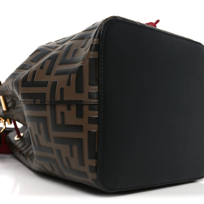 Fendi Vitello Grace F is Fendi Bi-Color FF 1974 Embossed Grande Mon Tresor Bucket Bag Maya Black Fragola 9 of 10