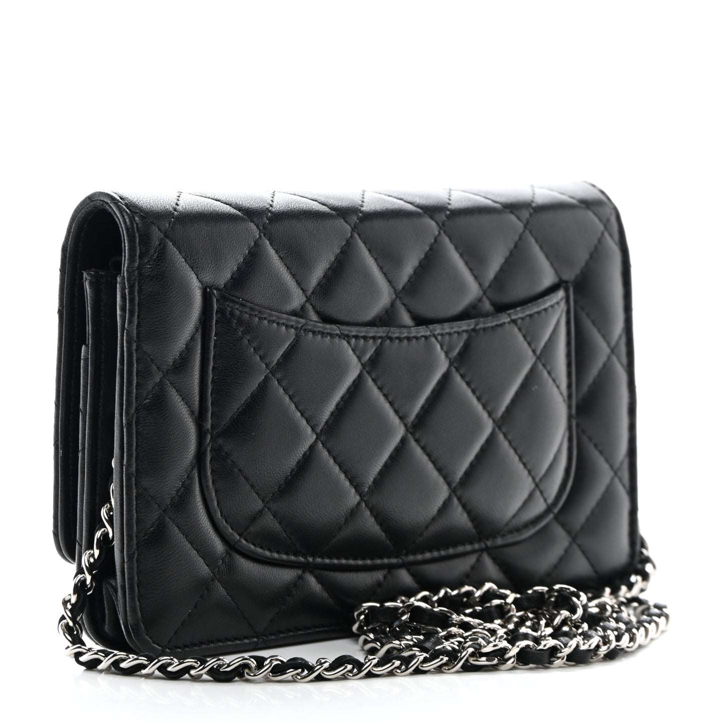 Lambskin Quilted Wallet On Chain WOC Black