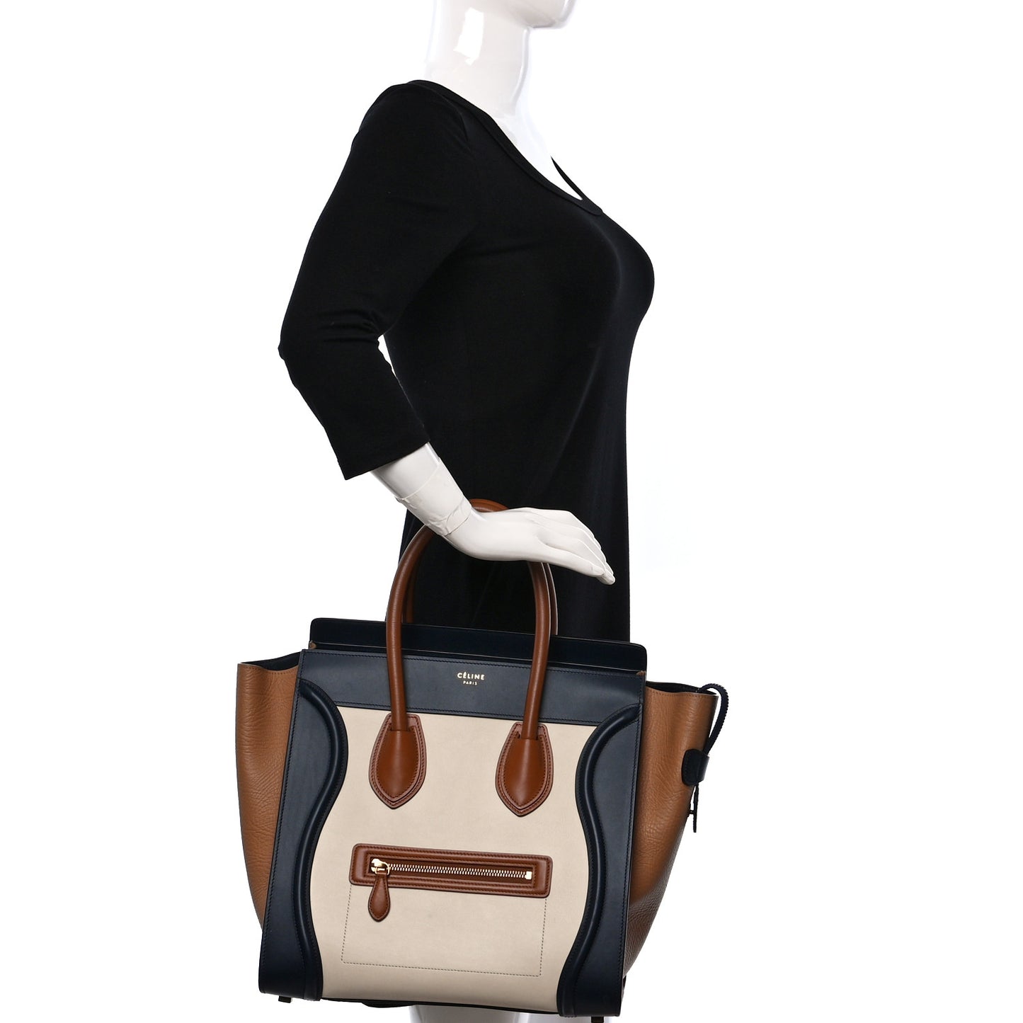 Elephant Calfskin Mini Tri-Color Luggage Brown
