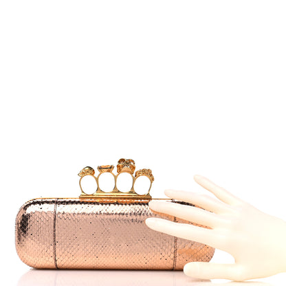 Alexander McQueen Snakeskin Knuckle Box Clutch Rose Gold 2 of 12