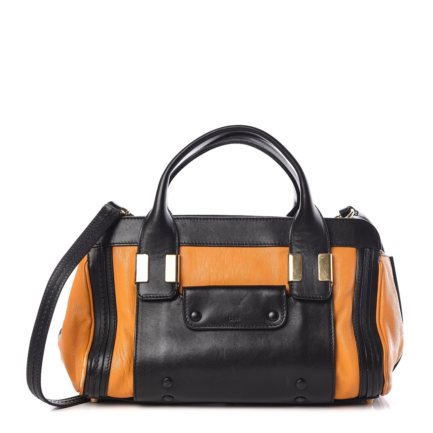 Calfskin Mini Alice Satchel Black Orange
