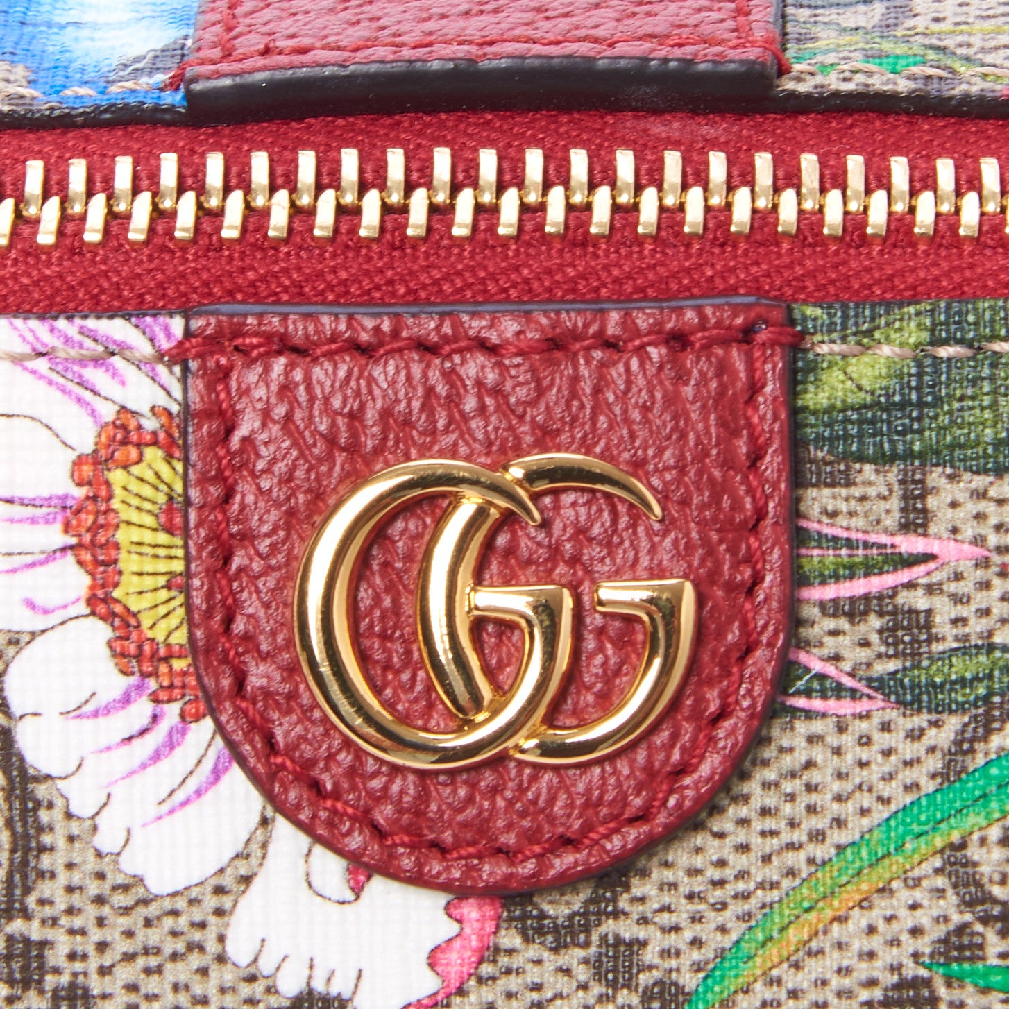 Gucci Soft GG Supreme Monogram Flora Calfskin Small Ophidia Cosmetic Case Beige Ebony Multicolor Rosso 7 of 11