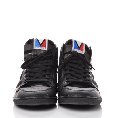 Louis Vuitton Calfskin Pony Hair Camouflage Heroes Sneakers 8 Black 2 of 13