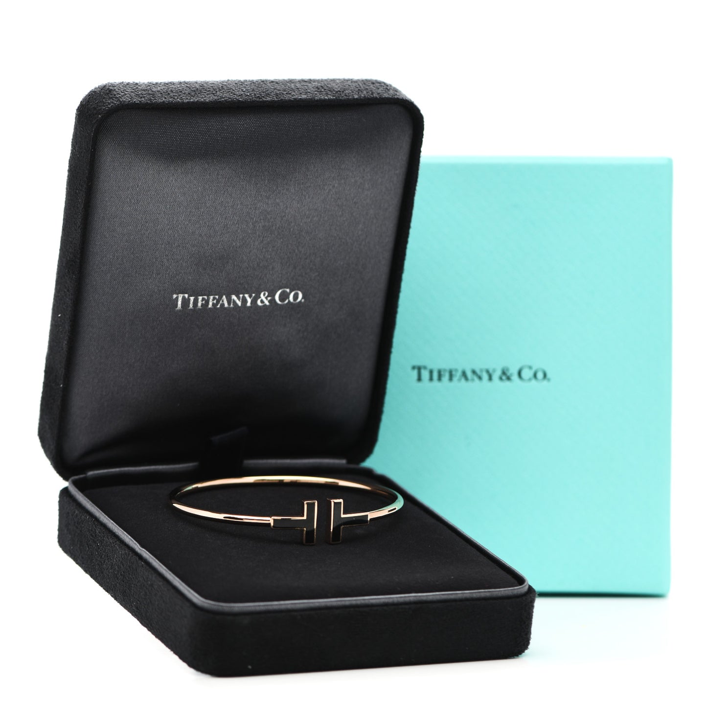 18K Rose Gold Black Onyx T Wire Bracelet