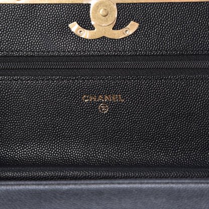 Chanel Caviar Suede Stitched Lady Coco Wallet On Chain WOC Black 6 of 9
