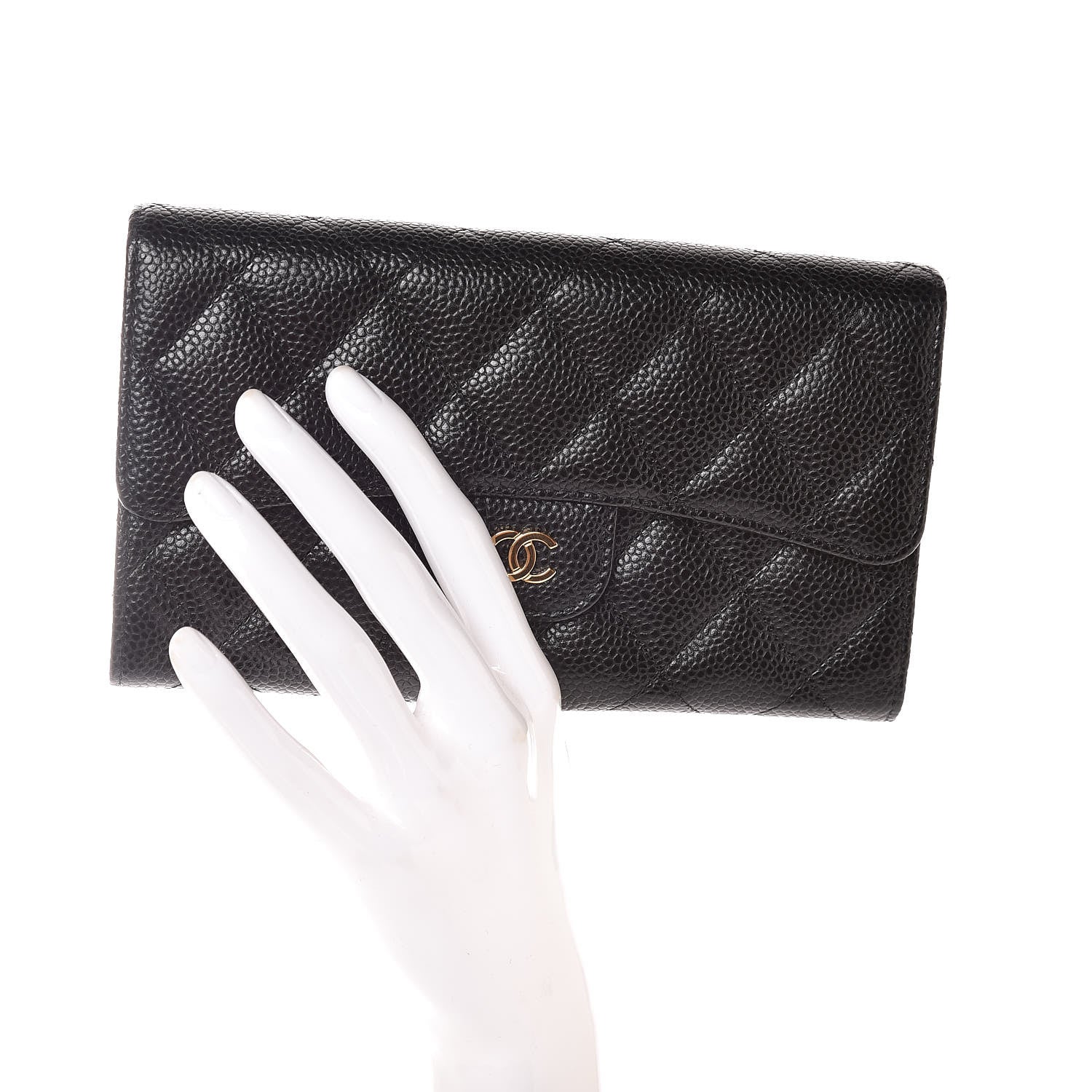 Chanel Caviar Quilted Large Flap Wallet Black 2 of 9