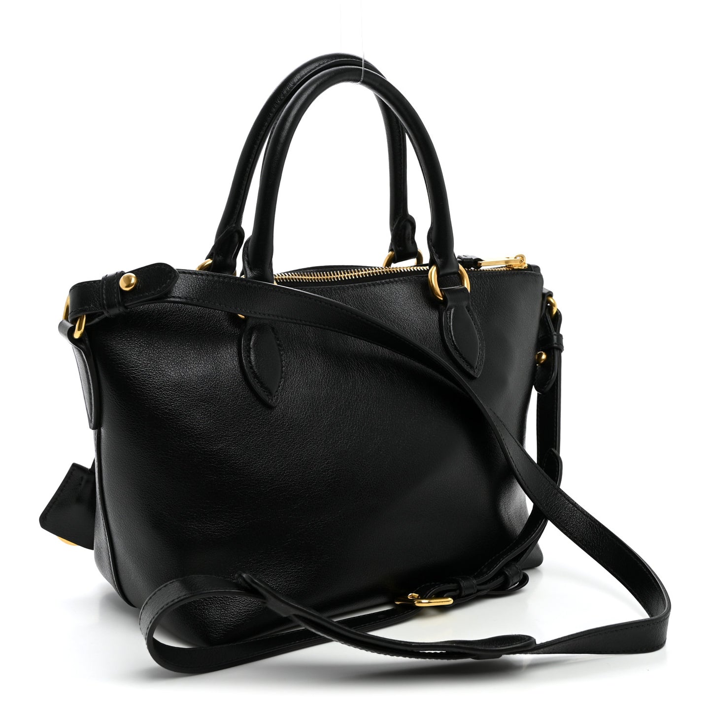 Glace Calfskin Embossed Logo Tote Black