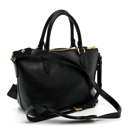Prada Glace Calfskin Embossed Logo Tote Black 3 of 11