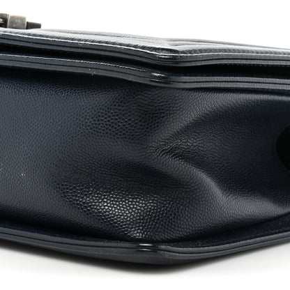 Chanel Caviar Chevron Quilted Medium Boy Flap Navy 7 of 19