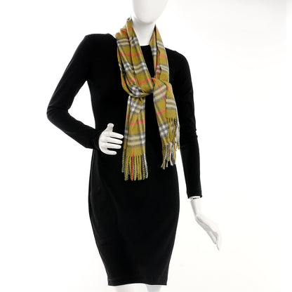 Burberry Cashmere House Check Fringe Scarf Green 2 of 5