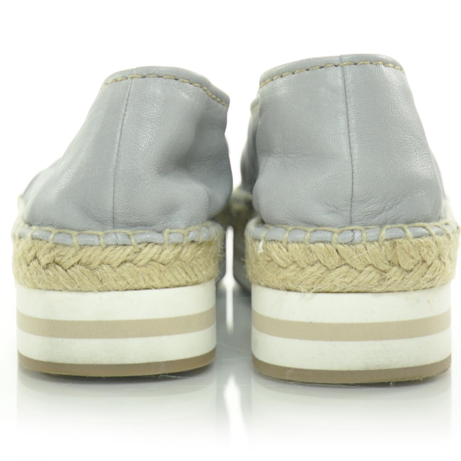 Prada Leather Espadrille Platform Shoes 36 Blue 3 of 8