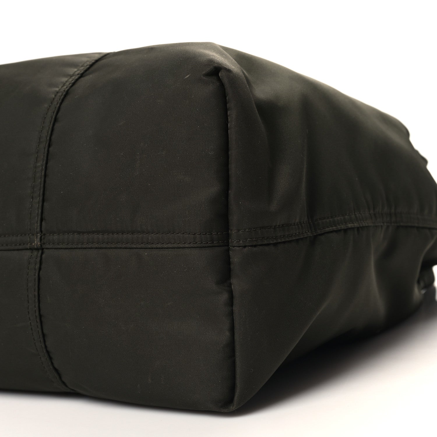 Prada Tessuto Nylon Glace Calfskin Etiquette Tote Militare Black 9 of 9