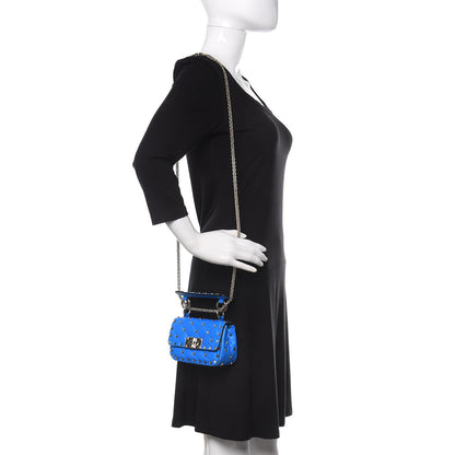 Valentino Garavani Calfskin Micro Rockstud Spike Shoulder Bag Blue Fluo 2 of 10