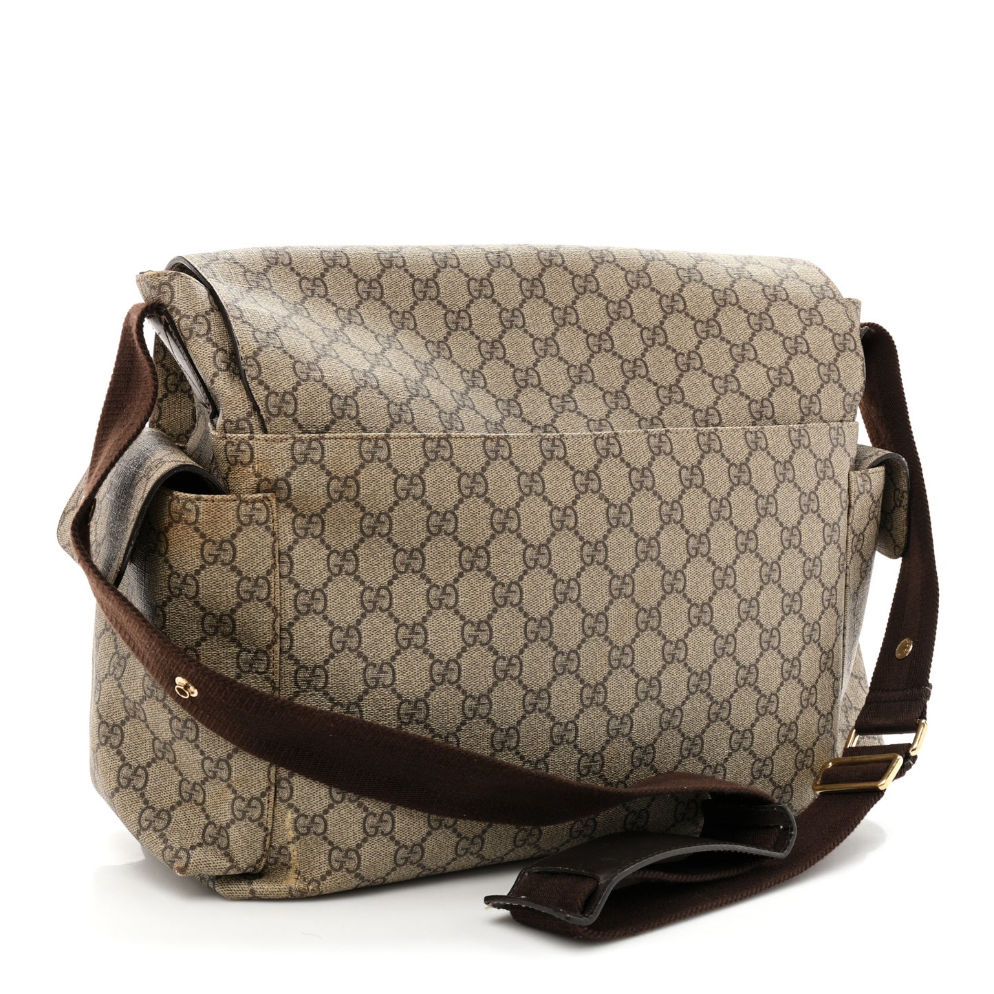 GG Plus Monogram Messenger Diaper Bag Dark Brown