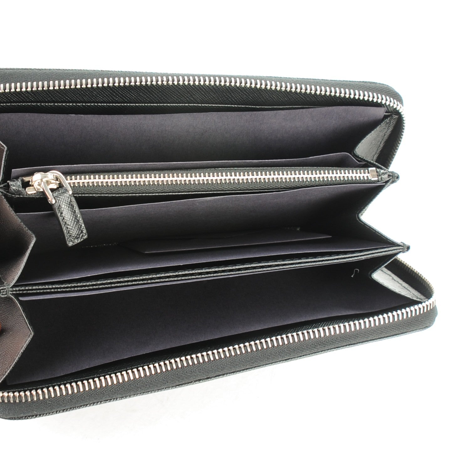 Prada Saffiano Zip Around Wallet Nero Black 5 of 7