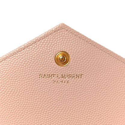 Saint Laurent Grain De Poudre Matelasse Chevron Monogram Chain Wallet Pale Pink 8 of 10