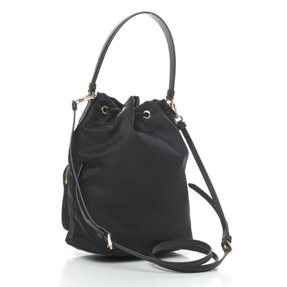Prada Tessuto Nylon Saffiano Mini Bucket Crossbody Bag Black 2 of 4