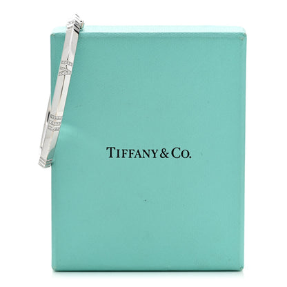 Tiffany 18K White Gold Diamond Atlas Narrow Hinged Bangle Bracelet 5 of 5