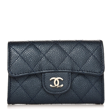 Chanel Caviar Quilted Card Holder Wallet Blue 1 of 9