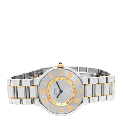 Cartier Stainless Steel 18K Yellow Gold 31mm Must De 21 Quartz Watch 2 of 4