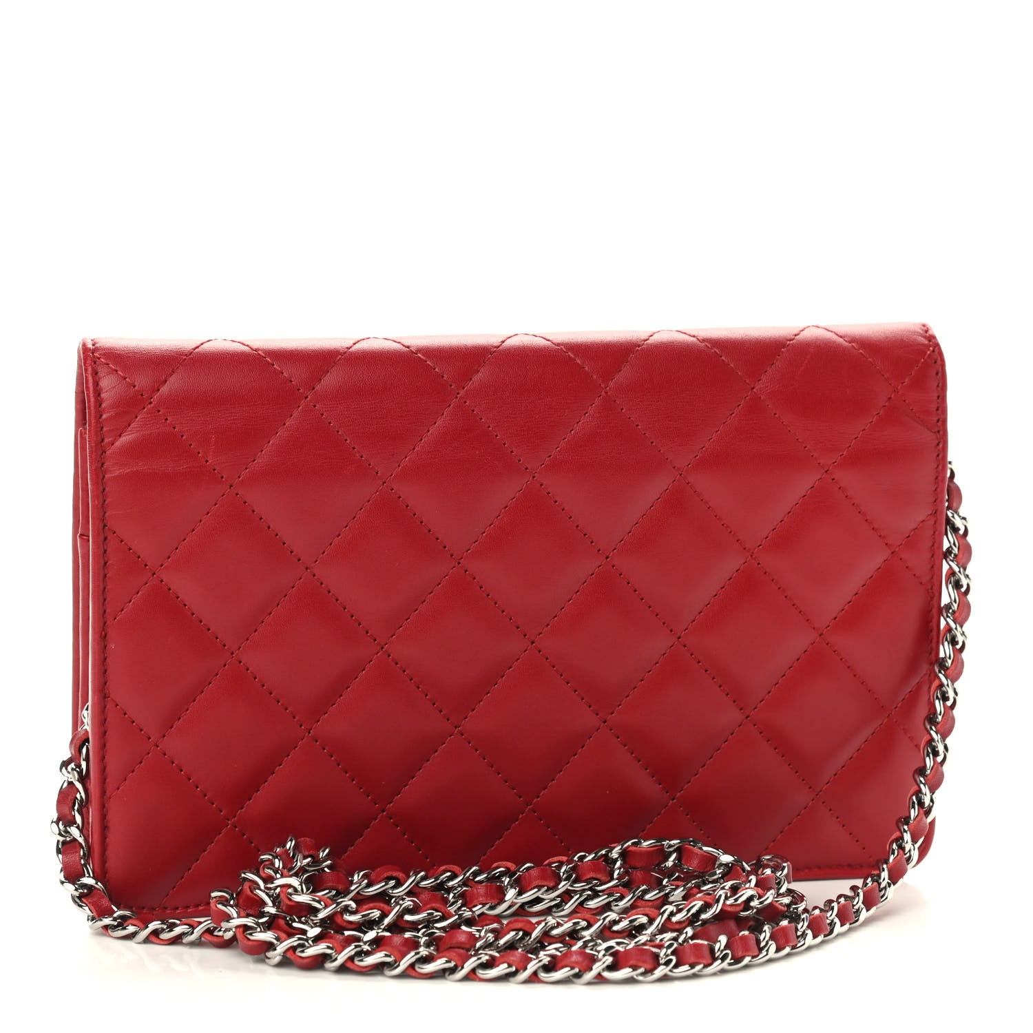 Chanel Calfskin Quilted Cambon Wallet On Chain WOC Red 3 of 11