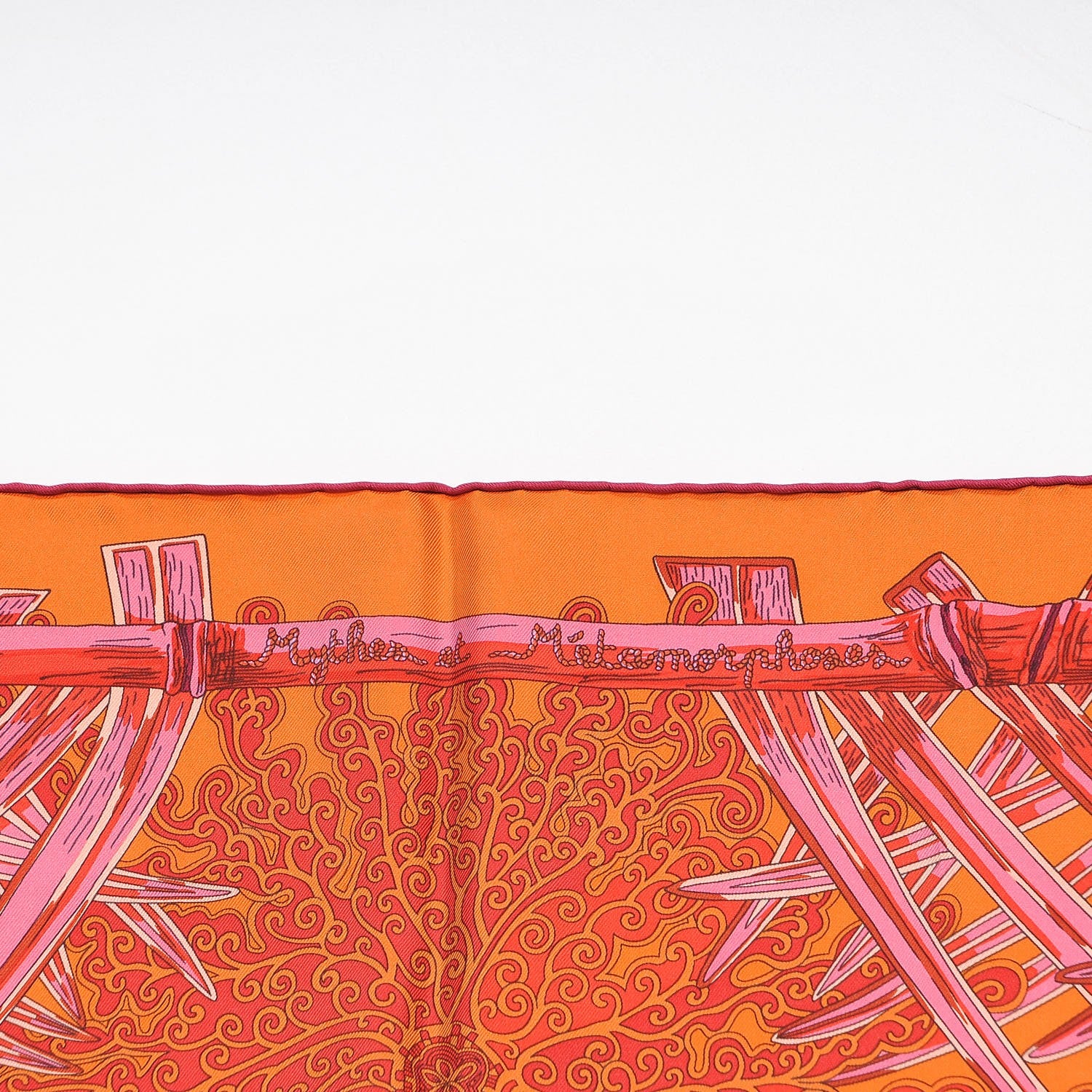 Hermes Silk Printed Mythes et Metamorphoses Scarf 90 Orange Rouge Vif Brique 5 of 7