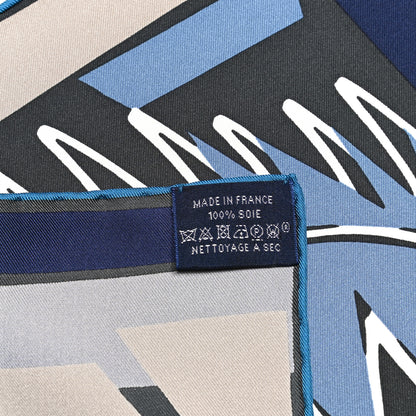 Hermes Silk Sea Surf and Fun Scarf 90 Anthracite Marine Jean 6 of 6