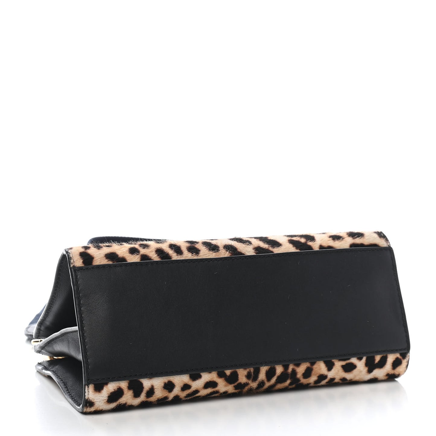 Calf Hair Bamboo Web Leopard Print Mini Nymphaea Top Handle Bag