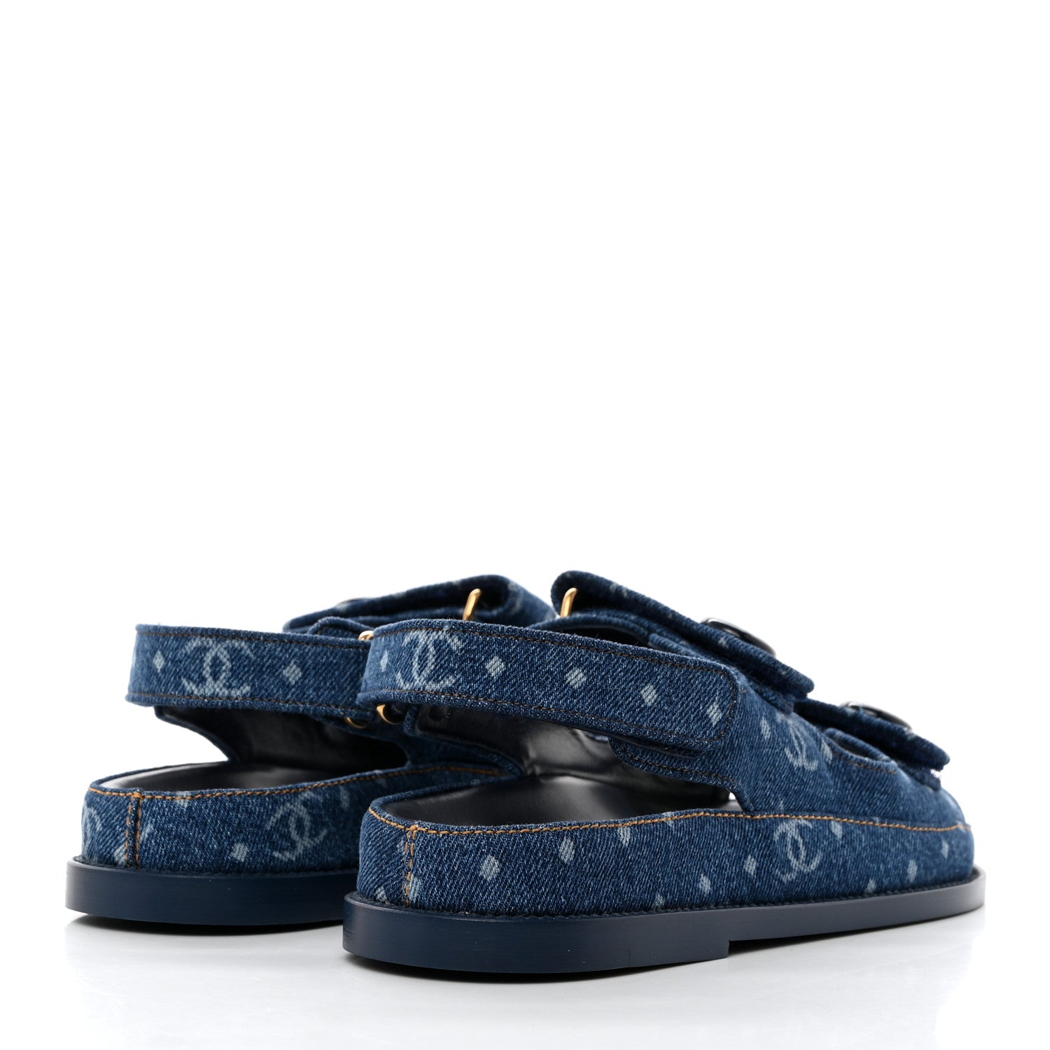 Chanel Denim CC Dad Sandals 37.5 Dark Blue 4 of 9