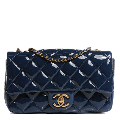 Chanel Patent Goatskin Quilted CC Eyelet Small Flap Blue 1 of 9