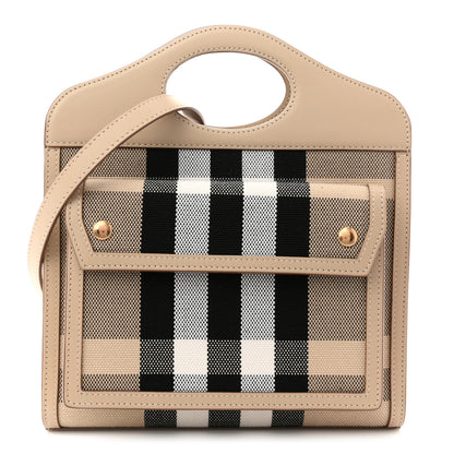 Burberry Smooth Calfskin Archive Canvas Check Mini Pocket Bag Dusty Sand 2 of 19