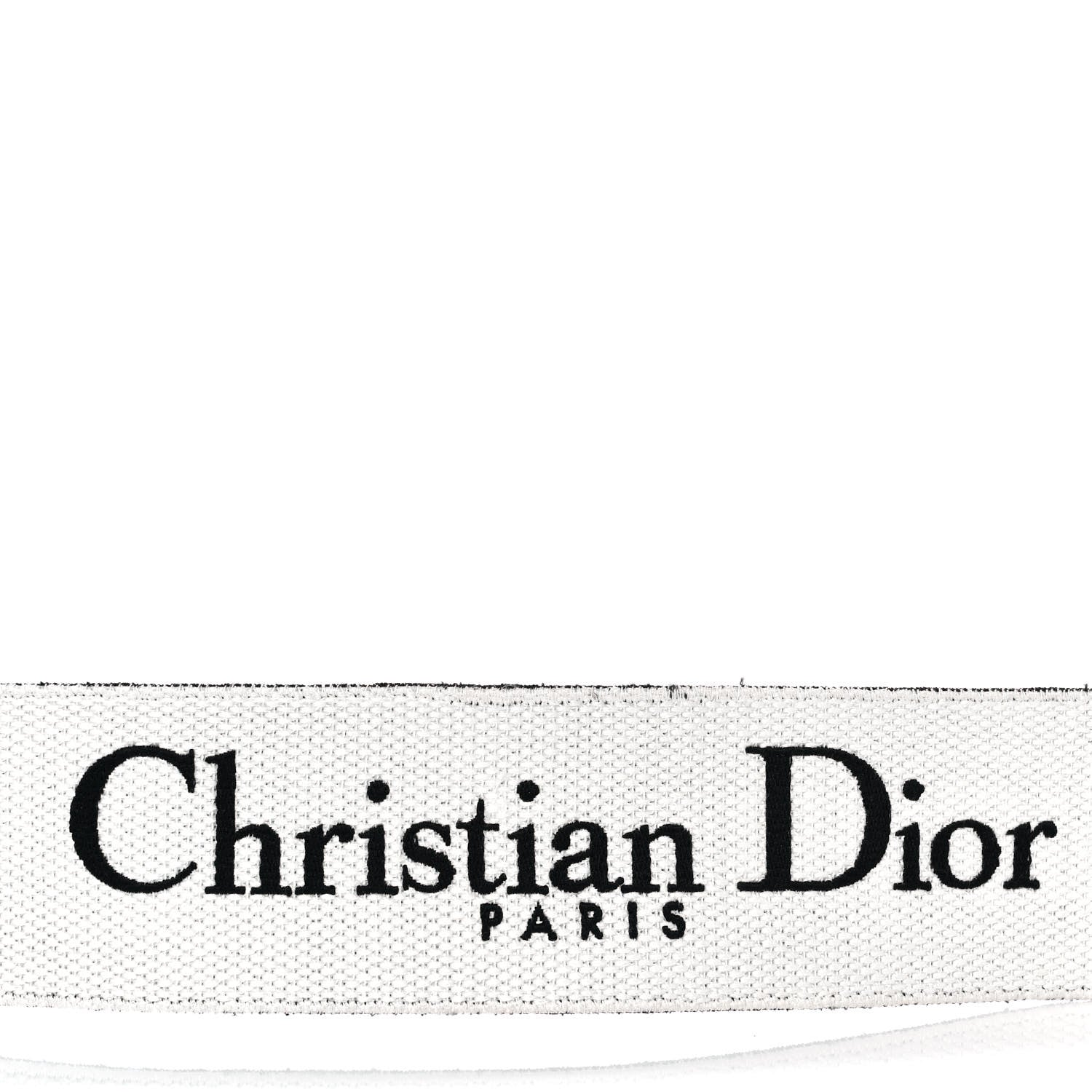 Christian Dior Canvas Embroidered Shoulder Strap Black White 3 of 9
