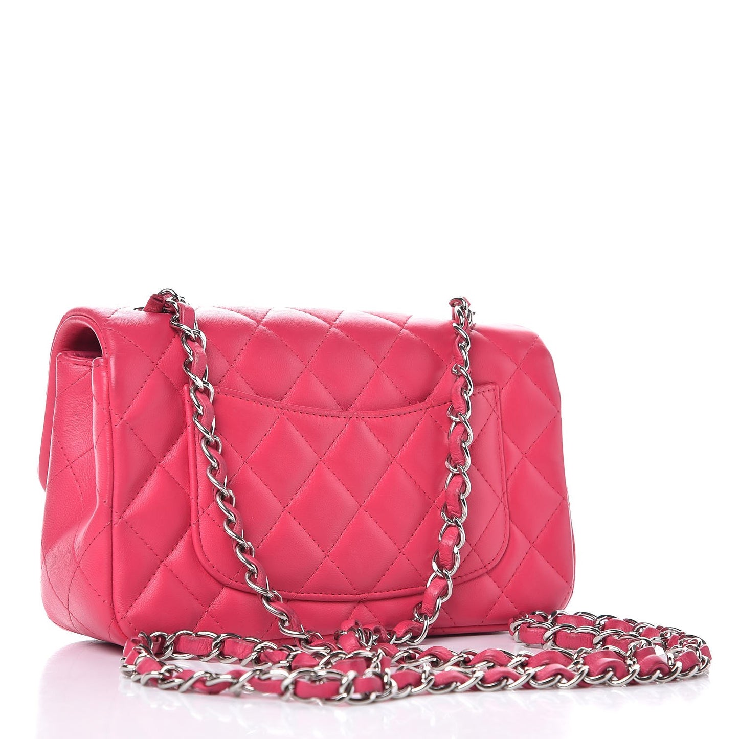 Lambskin Quilted Mini Rectangular Flap Dark Pink