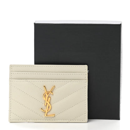 Saint Laurent Grain De Poudre Matelasse Chevron Cassandre Credit Card Case Crema Soft 8 of 8