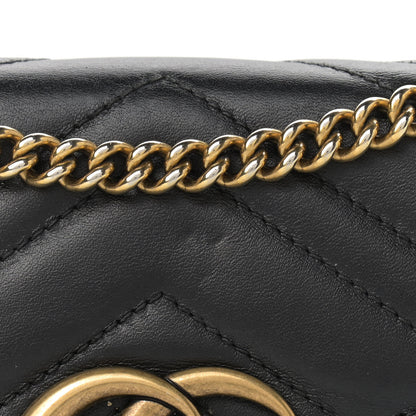 Gucci Calfskin Matelasse Mini GG Marmont Chain Wallet Black 15 of 17