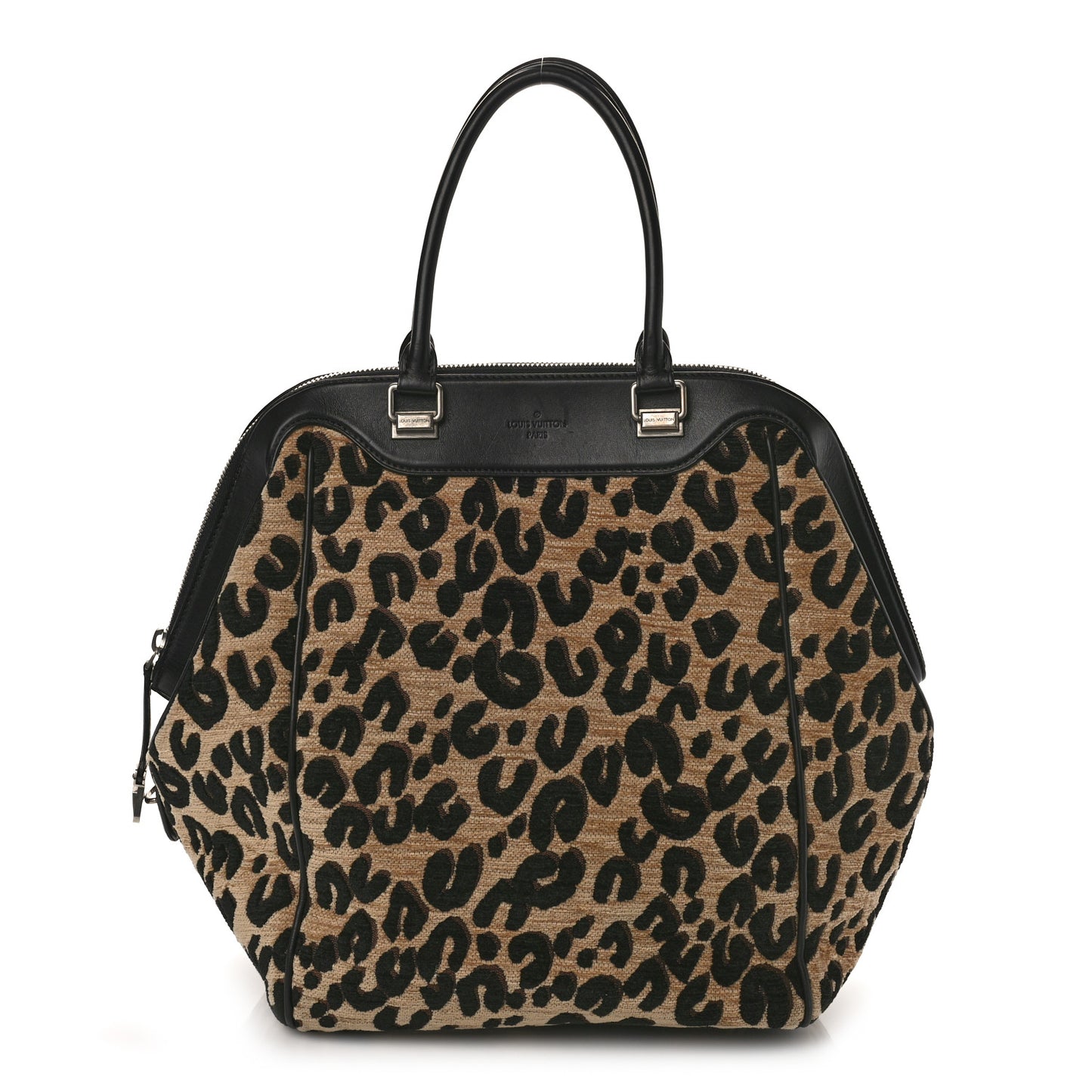 Jacquard Velvet Leopard Print Stephen Sprouse North South Bag Black