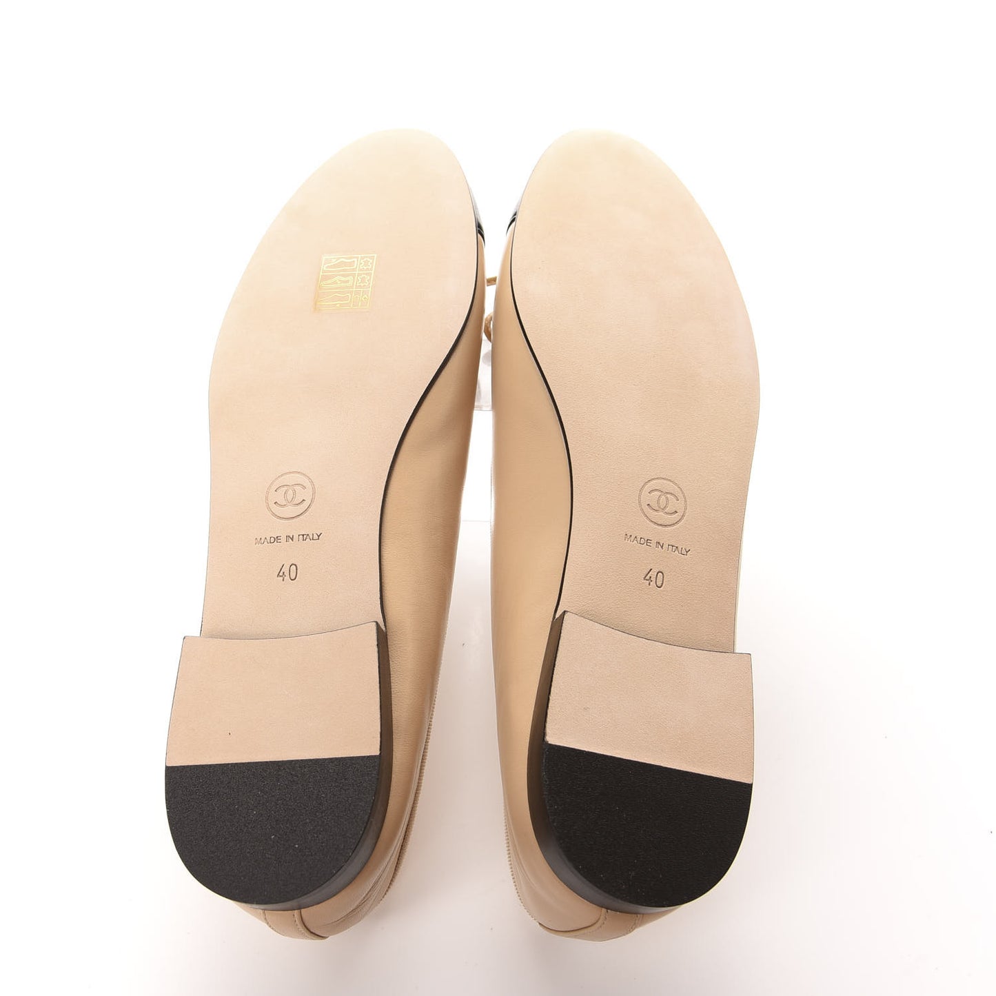 Lambskin Cap Toe CC Ballerina Flats 40 Beige Black