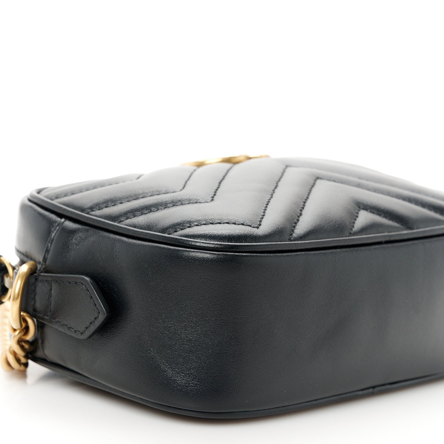Gucci Calfskin Matelasse Mini GG Marmont Chain Shoulder Bag Black 10 of 11