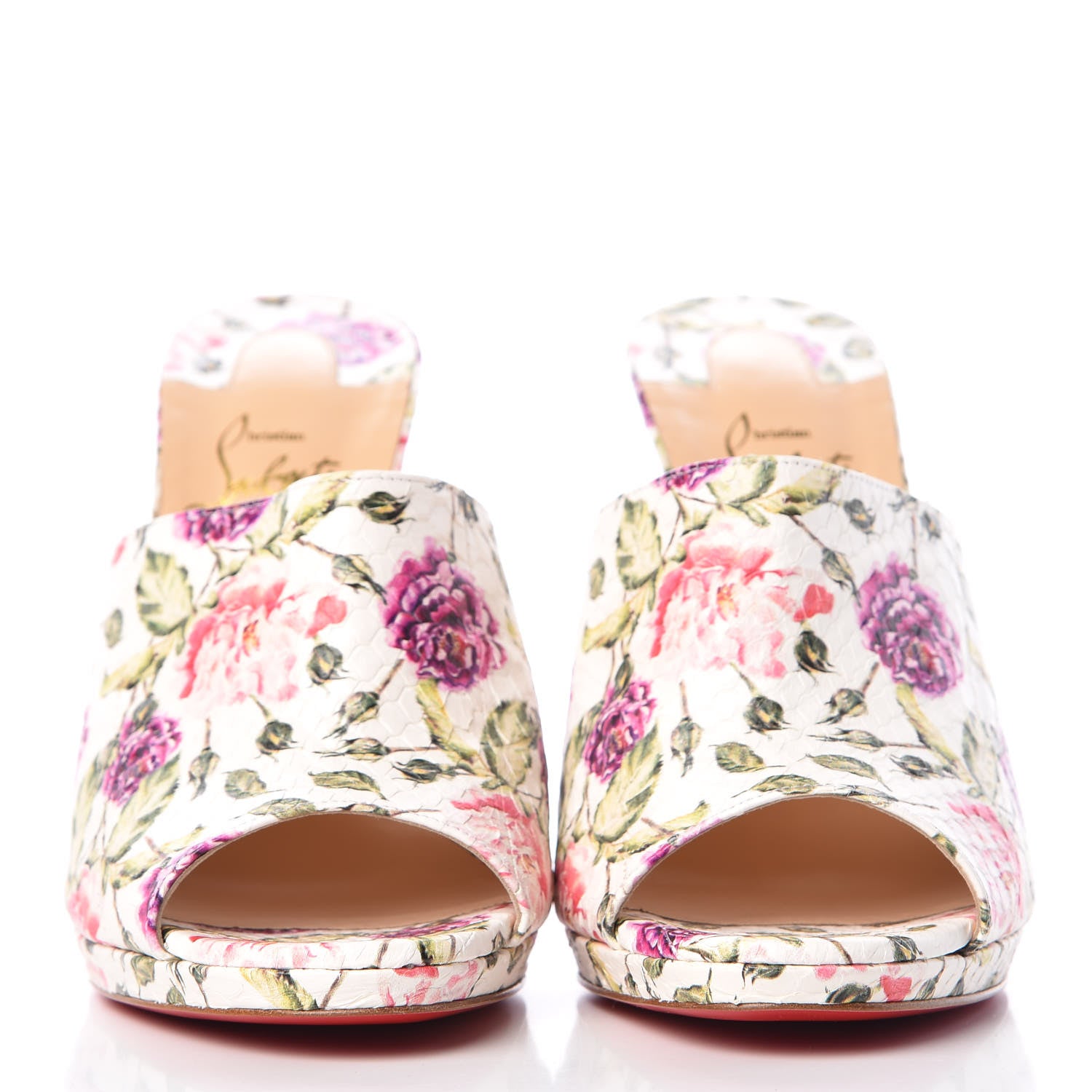 Christian Louboutin Watersnake Fiori Pigamule 120 Slide Sandals 39 Latte 2 of 12