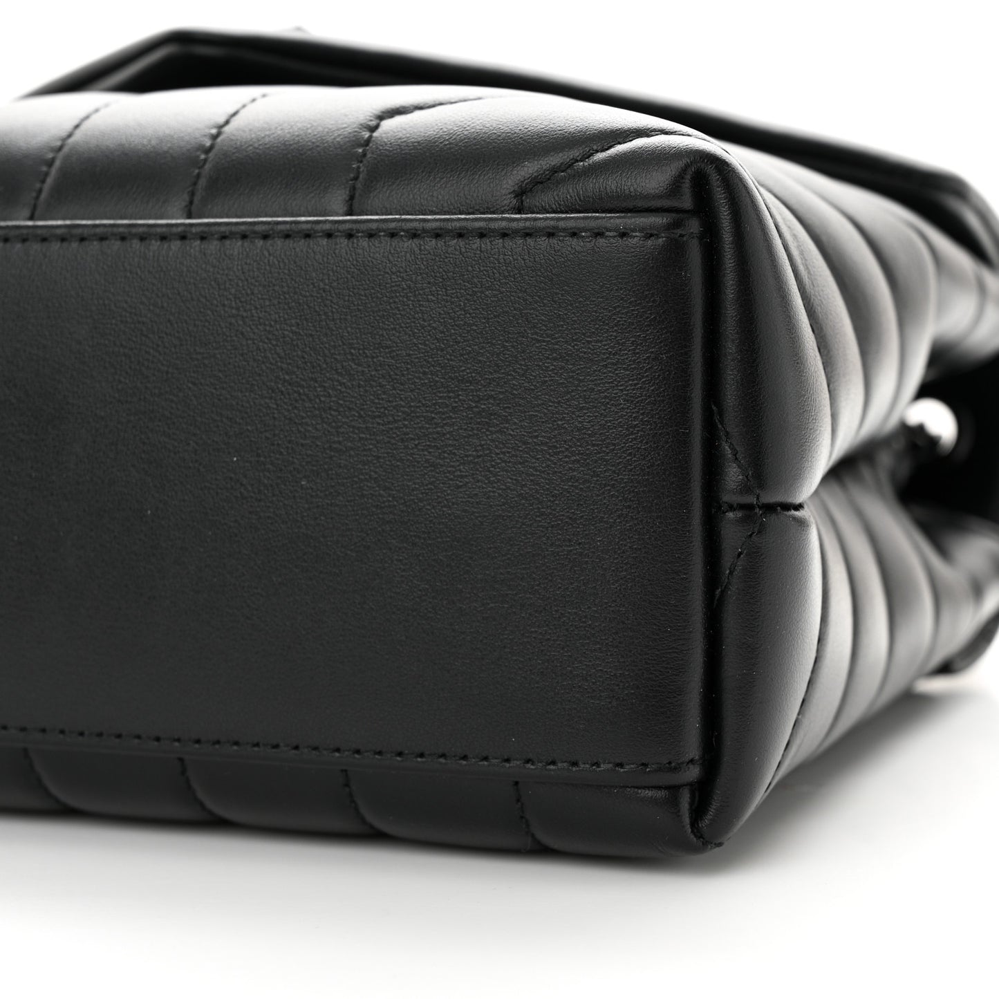 Calfskin Y Quilted Monogram Monochrome Small Loulou Chain Satchel Black