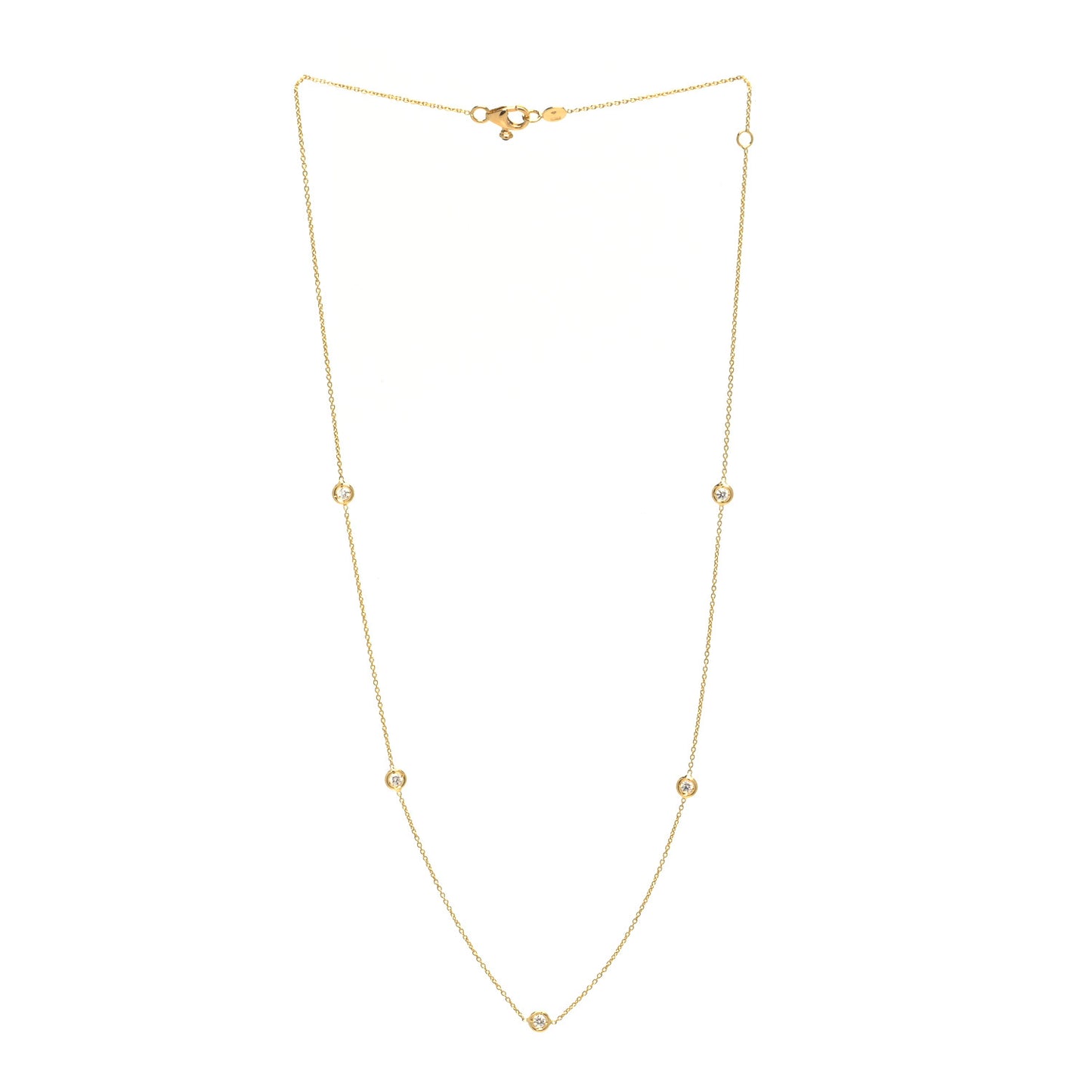 18K Yellow Gold Diamond .23ctw Diamonds By The Inch Five Station Necklace