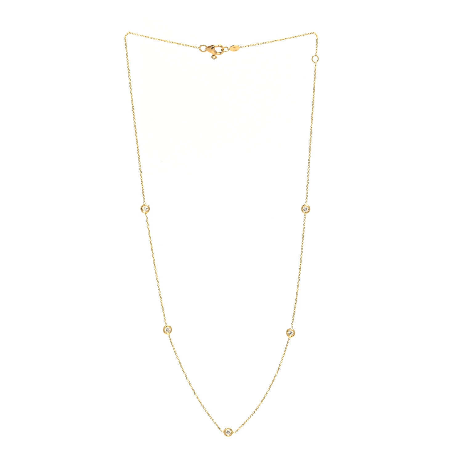 Roberto Coin 18K Yellow Gold Diamond .23ctw Diamonds By The Inch Five Station Necklace 3 of 6