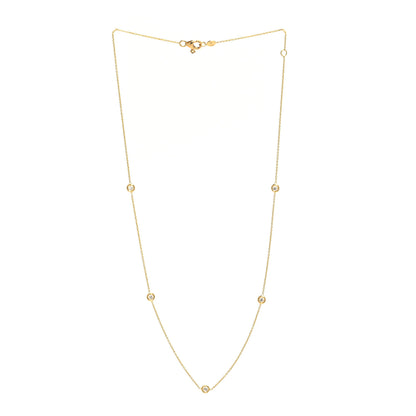 Roberto Coin 18K Yellow Gold Diamond .23ctw Diamonds By The Inch Five Station Necklace 3 of 6