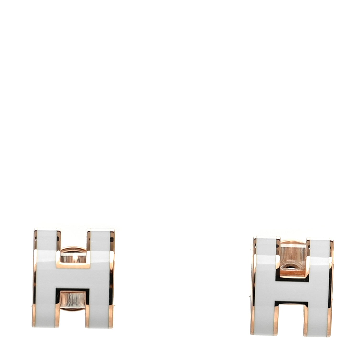 Hermes Rose Gold Lacquered Mini Pop H Earrings Vert Fizz 1 of 6
