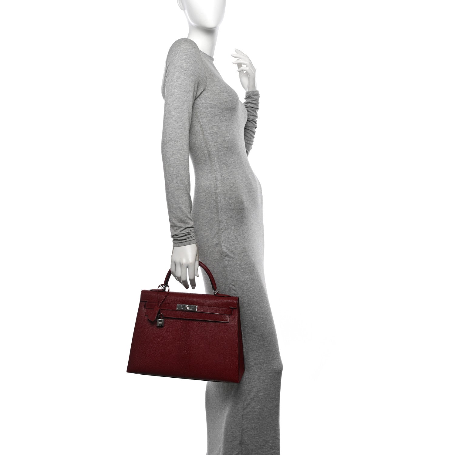 Hermes Chevre De Coromandel Kelly Sellier 32 Rouge H 2 of 12
