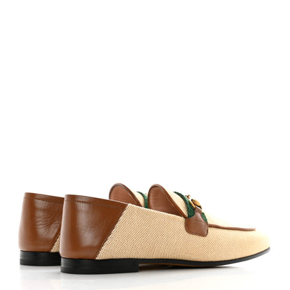 Gucci Canvas Malaga Kid Web Womens Horsebit Brixton Loafers 38 Sand Light Cuir 4 of 9