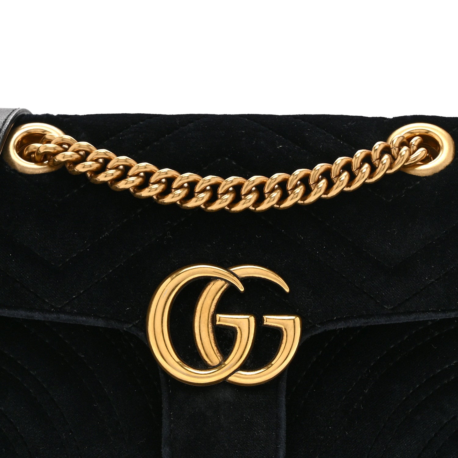 Gucci Velvet Matelasse Mini GG Marmont Shoulder Bag Black 9 of 11