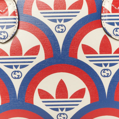 Gucci X ADIDAS Shangai Calfskin Web Trefoil Interlocking G Mini Duffle Bag Red White Blue 8 of 10